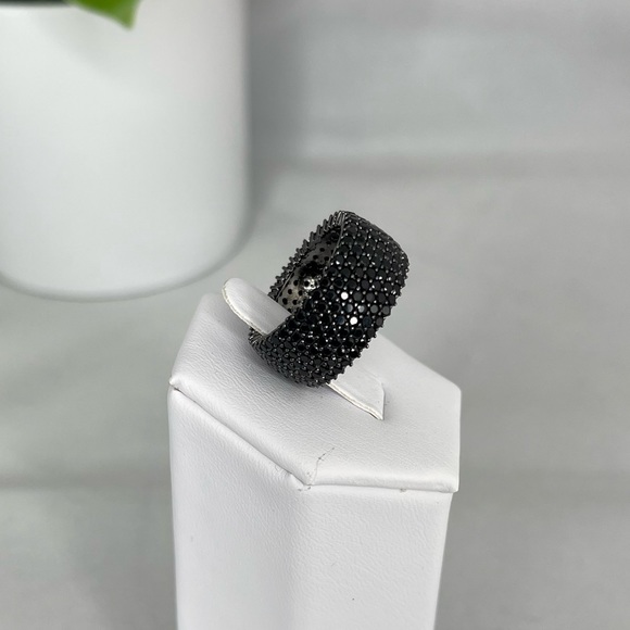 NEW 925 Sterling Silver Wide Band CZ Ring - Unisex Style - Picture 7 of 8